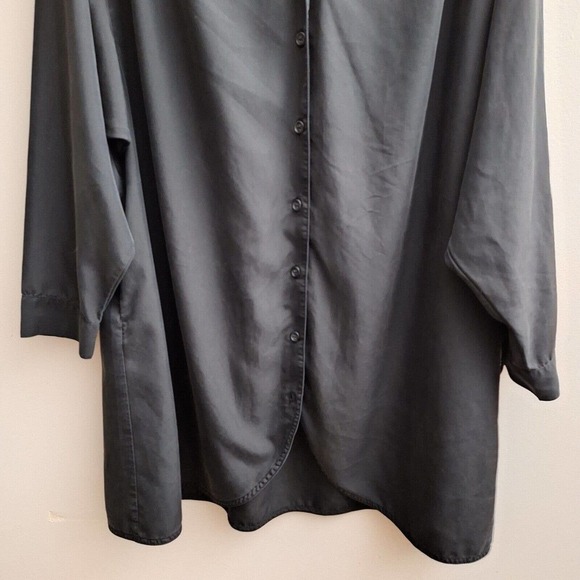 Moussy Tunic Shirt Button Womens F/OS Solid Black Long Sleeves Oversize Modal - Picture 4 of 6